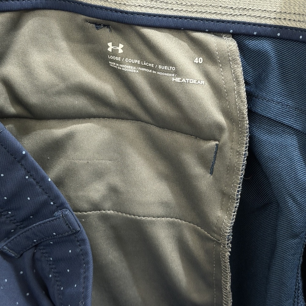 Under Armour Men's HeatGear Loose Golf Shorts Navy Polka Dot Size 40 - Picture 4 of 12